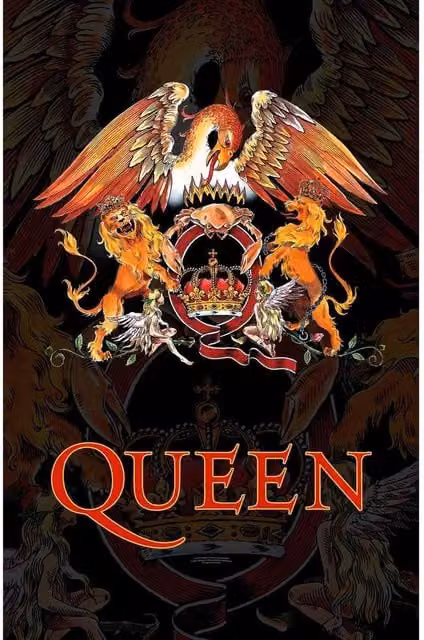 Queen Crest Multicolour Typography Textile Poster in Black – 1