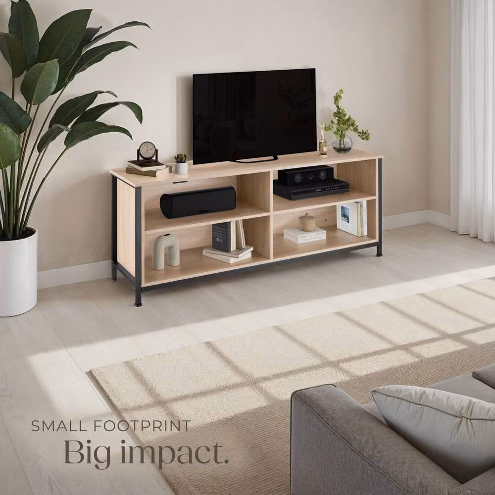 tectake Navan Modern TV Stand in Light Brown and Black – 6