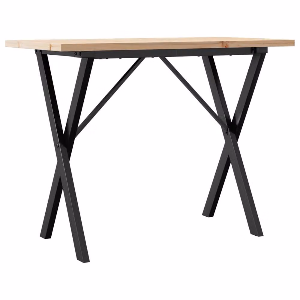 Berkfield Home X-Frame Rectangular Dining Table in Brown Solid Pine and Steel, W: 100 cm, D: 50 cm, H: 75.5 cm – 2