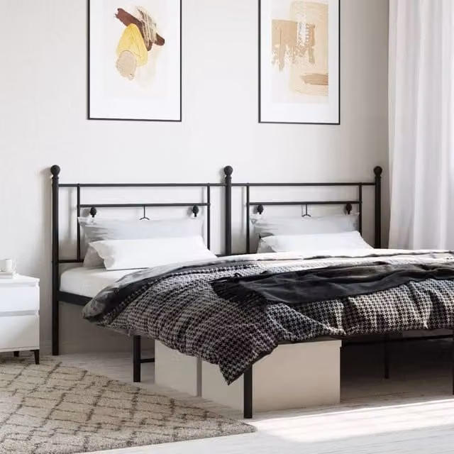 Berkfield Home Classic Metal Headboard in Black, Width: 193 cm