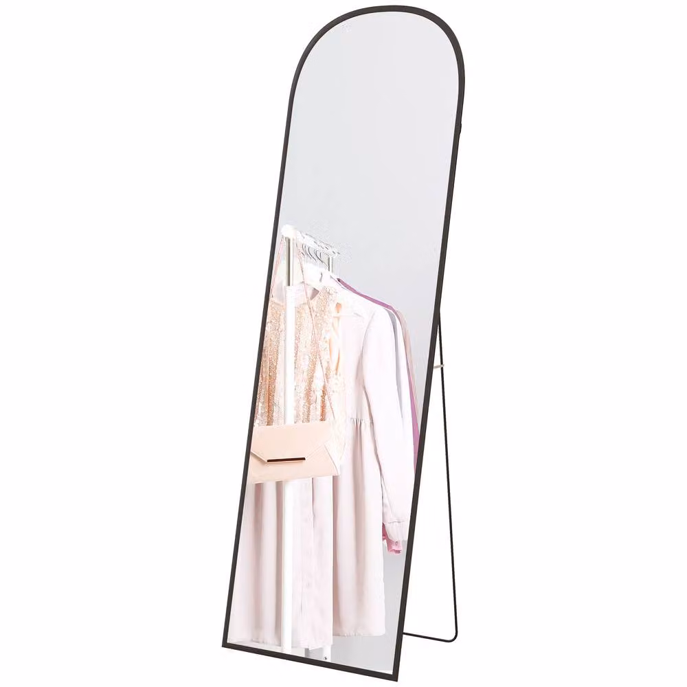 Rolipo Modern Rectangular Freestanding Standing Mirror with Black Aluminium Frame, Height: 162 cm – 2