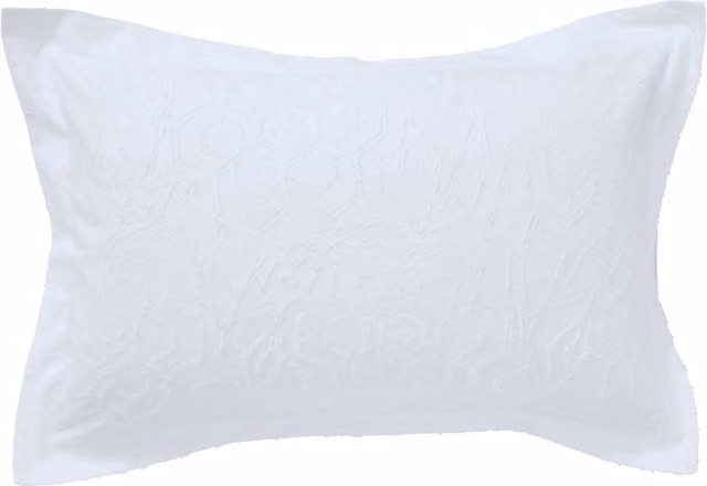 Bedeck of Belfast Kali Oxford Pillowcase, White Cotton Floral Design – 1