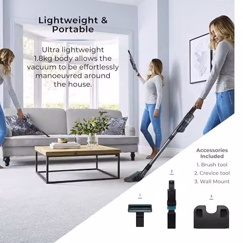Tower T527101 VL60 NimbleVac Cordless Bagless Vacuum Cleaner with HEPA Filter and Anti-Tangle Roller, Black – 4