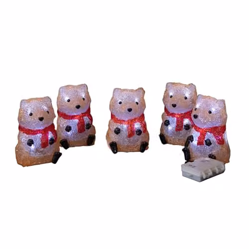 Samuel Alexander Set of 5 White Battery Operated Light Up Christmas Fox Tabletop Ornaments with 40 Cool White LEDs, Height: 14 cm – 4