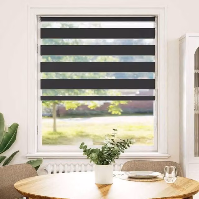 Berkfield Home Black Zebra Day and Night Blind, W: 100 cm, H: 150 cm