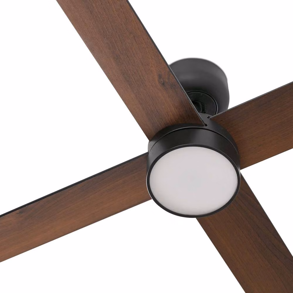 Netlighting Rudder Ceiling Fan in Black Walnut and Black with 4 Reversible Blades and CCT LED Lighting, Diameter: 132 cm – 3