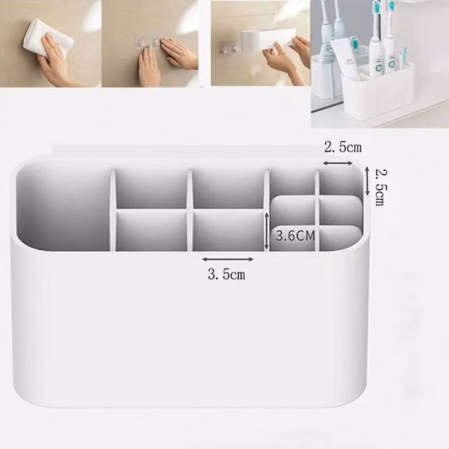 FLAVORA Wall Mounted White Plastic Bathroom Toothbrush Holder with Drainage and Ventilation, Width: 180 cm, Height: 180 cm
