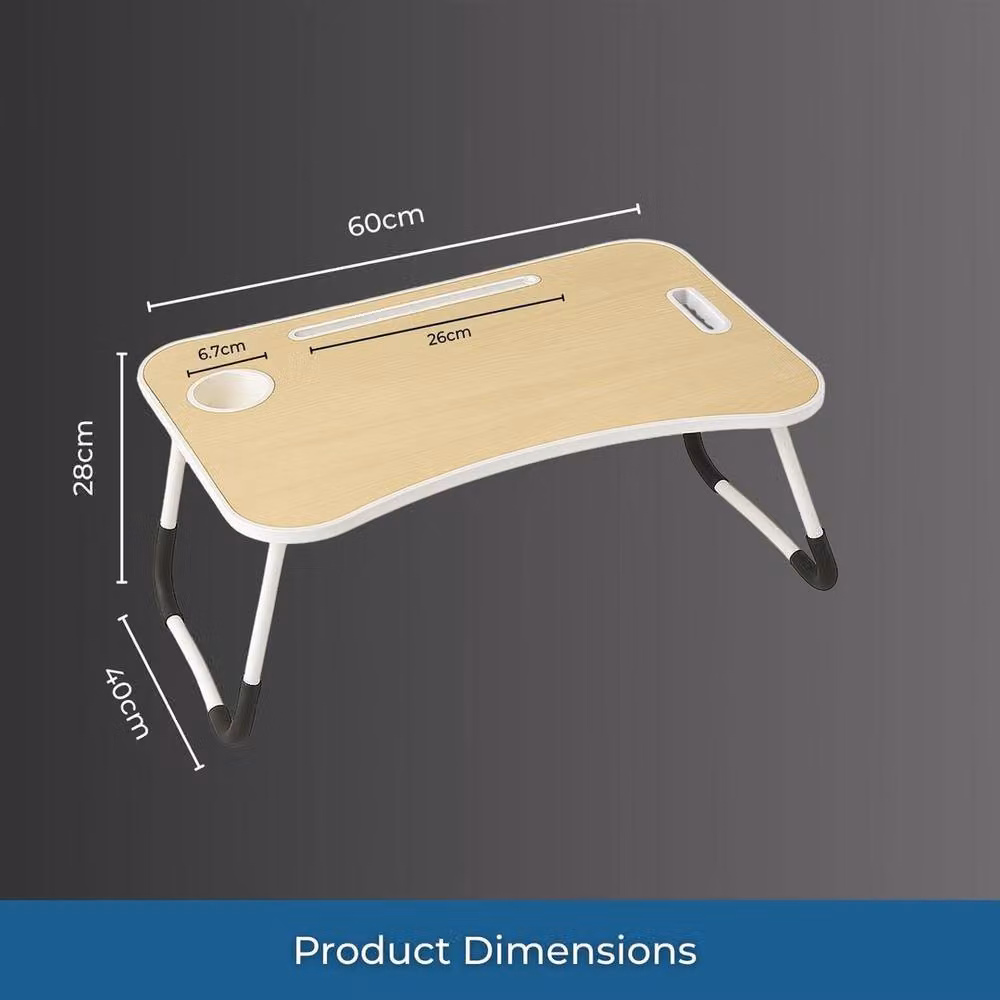 KORVIXA Foldable Portable Laptop Table in Maple Natural, W: 60 cm, D: 40 cm, H: 40 cm – 2