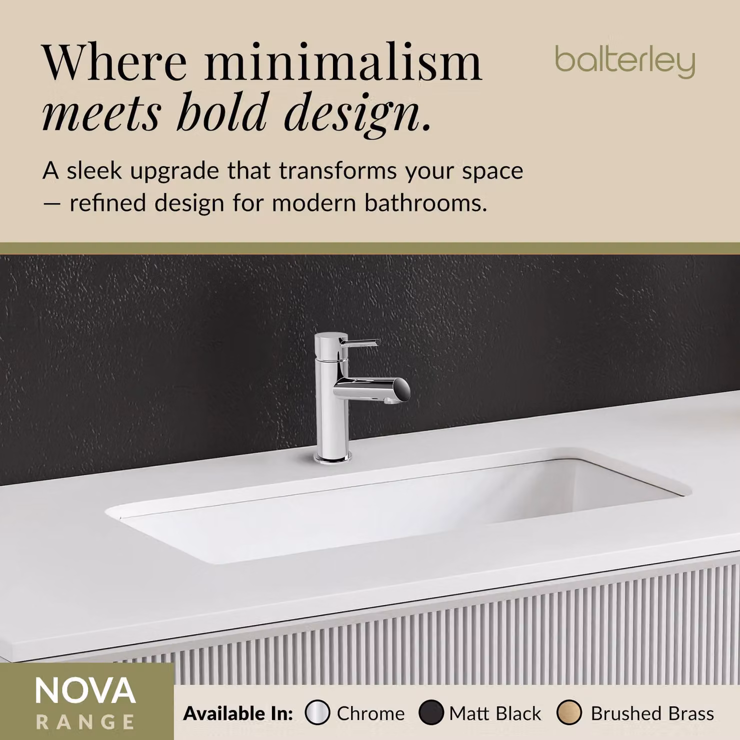 Balterley Chrome Mono Basin Mixer Tap with Push Button Waste and Single Lever Control, W/D/H: 5.2 x 14.9 x 16.6 cm – 3