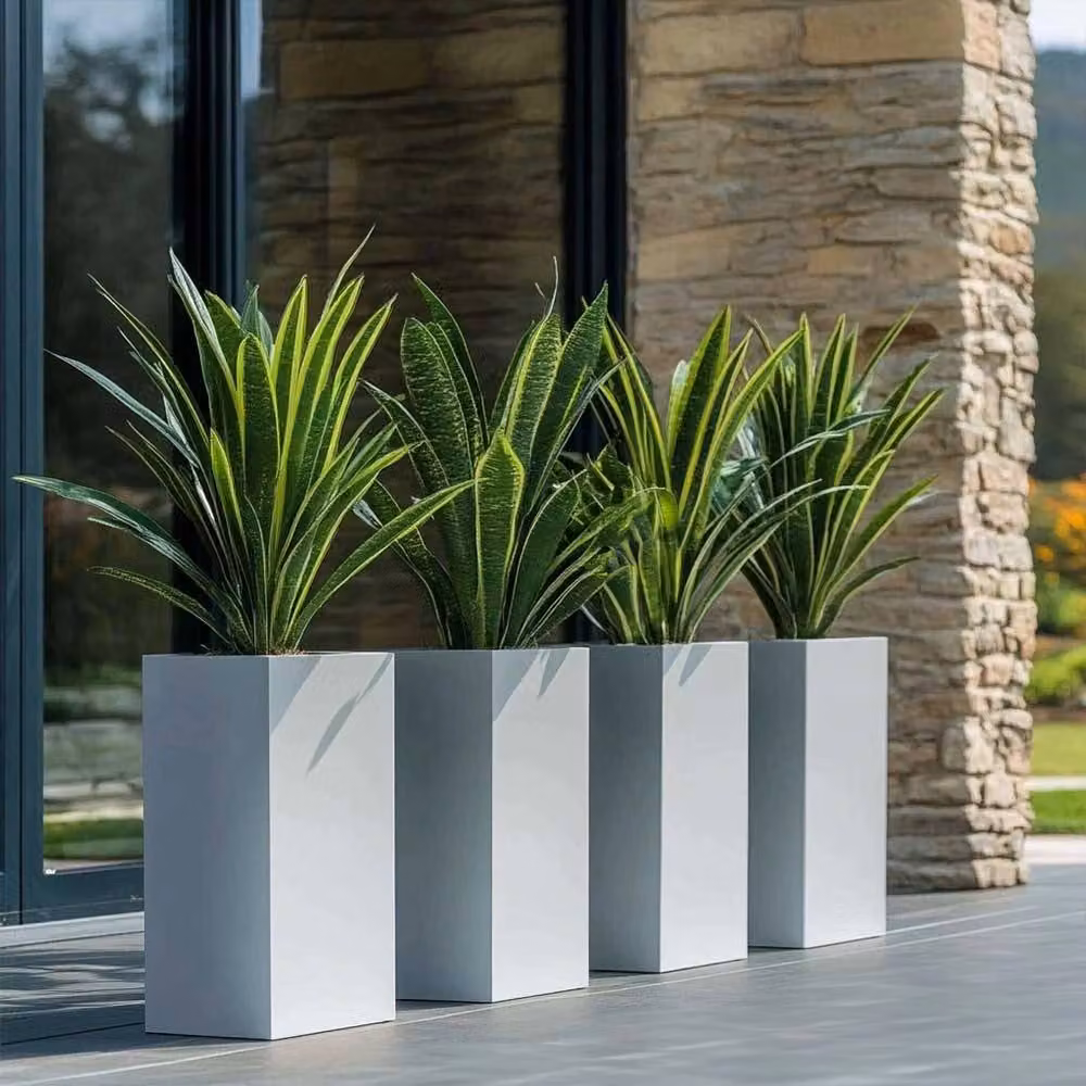 Access Garden Products Matte White Galvanised Steel Tall Square Planter Tub, Height: 75 cm – 4