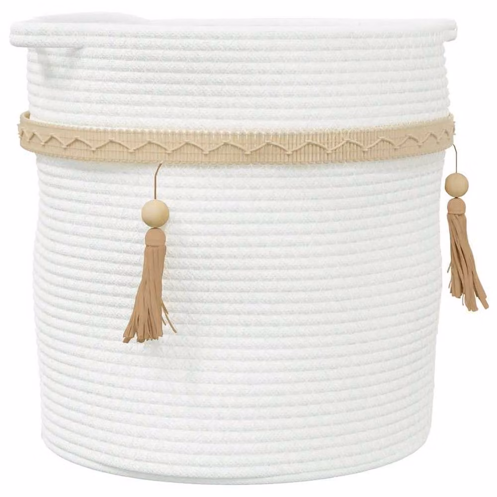 Berkfield White Cotton Storage Basket W: 38 cm, D: 36 cm, H: 36 cm – 2