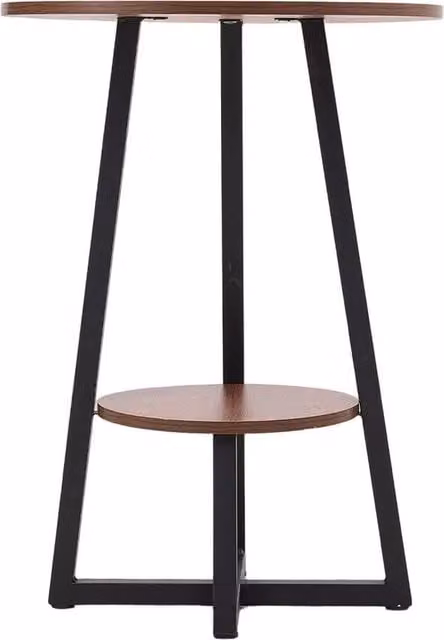 VOGREX Modern 2 Tier Round Coffee Table and Sofa Side Table in Brown and Black, W/D/H: 40 x 40 x 55 cm – 1