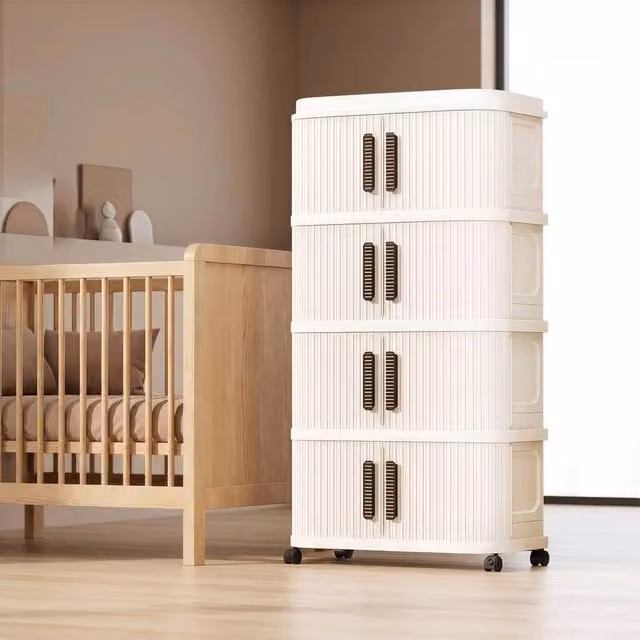 EONLION 4 Tier Slim Storage Cabinet Cupboard in White – 1
