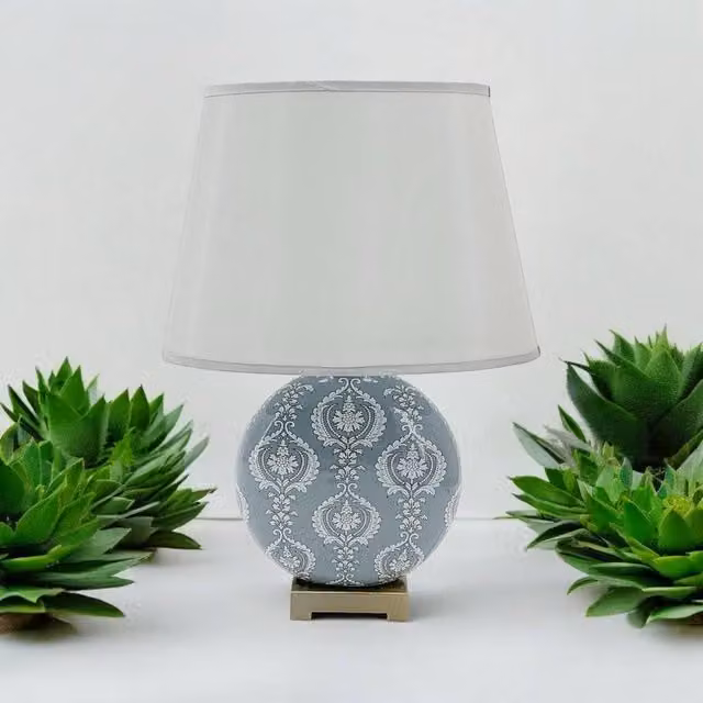 Minster White Ceramic Tabletop Lamp with Fabric Shade, W: 28 cm, H: 42 cm – 1