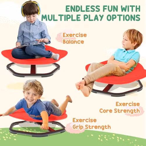 AIYAPLAY Planet-Shaped Sensory Spinning Swivel Chair for Kids in Red and Orange – 3