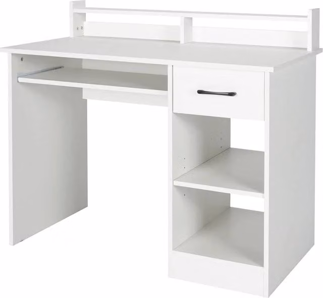 NESTLUNE White Modern Writing Desk for Home Office, W/D/H: 100 x 100 x 100 cm – 1