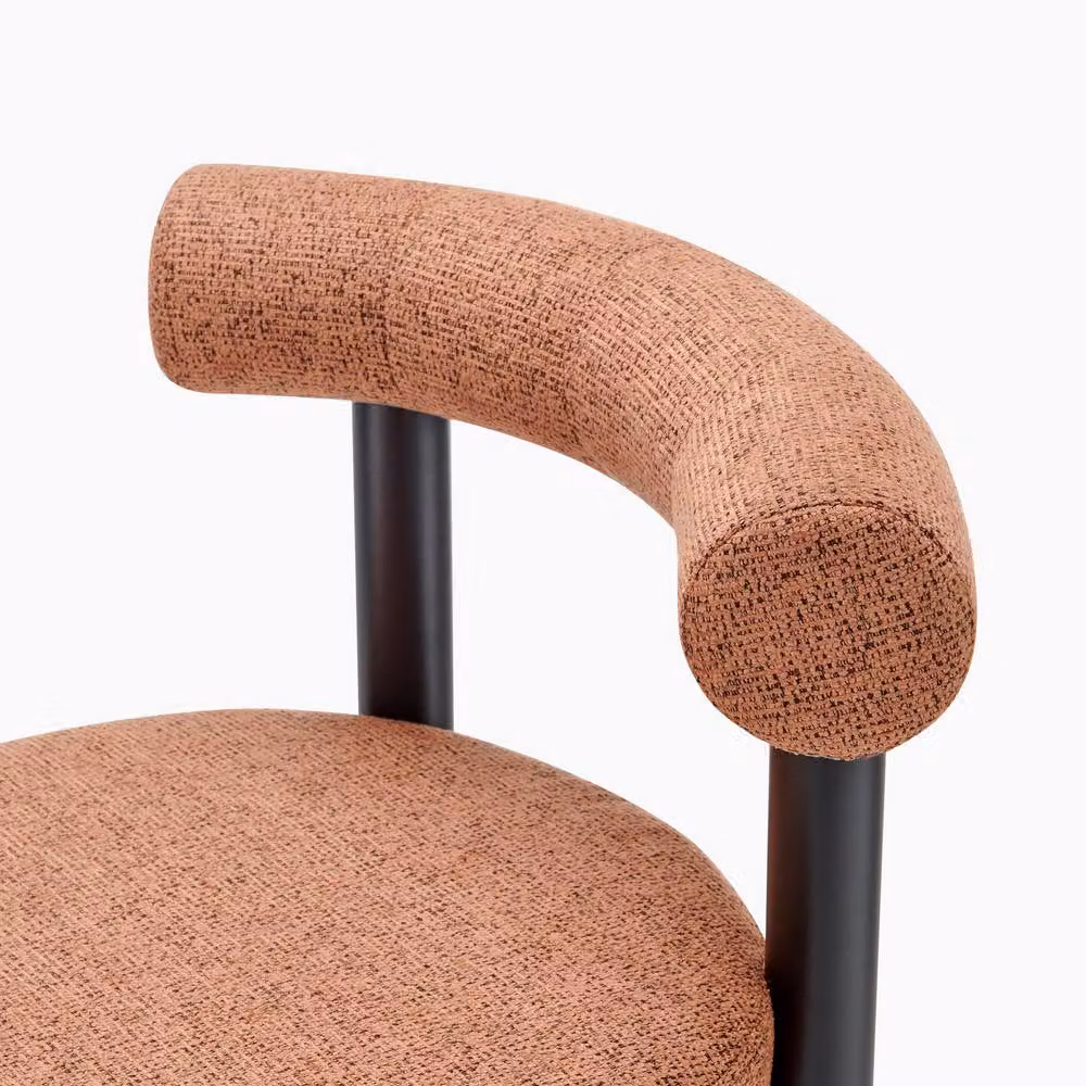 FurnitureboxUK Set of 2 Seren Mid-Century Fabric Bar Chairs in Terracotta Orange with Black Legs – 3