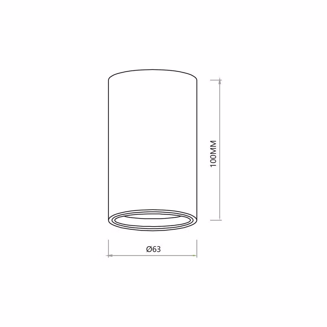 Milagro Genesis Black Metal Cylinder Ceiling Spot Light with GU10 Socket – 3