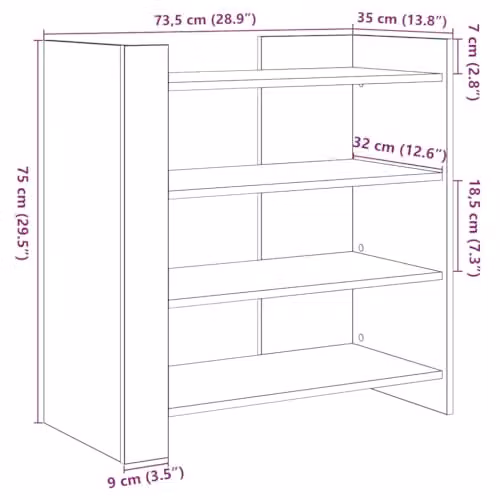 vidaXL Black Minimalist Sideboard in Matt MDF, W/D/H: 73.5 x 35 x 75 cm – 3