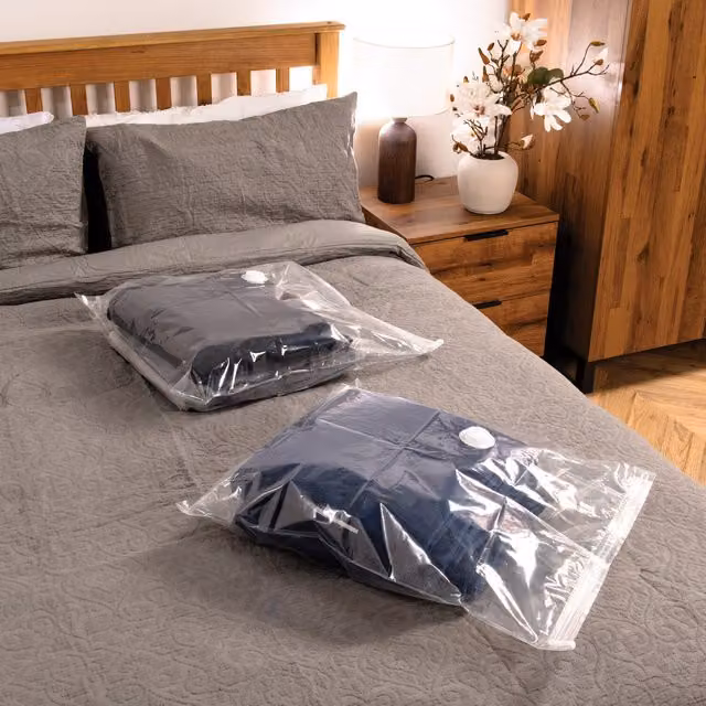 My Home Pack of 2 Transparent Scented Plastic Vacuum Bags with Lid