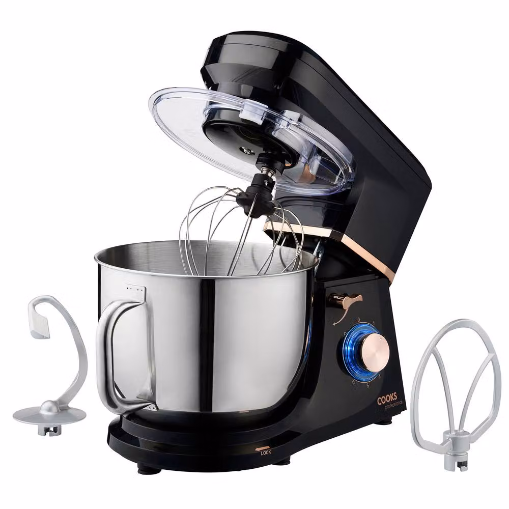 Cooks Professional Stand Mixer 1200W with 6 Speeds, Pulse Function and 7L Mixing Bowl in Gold and Black – 3
