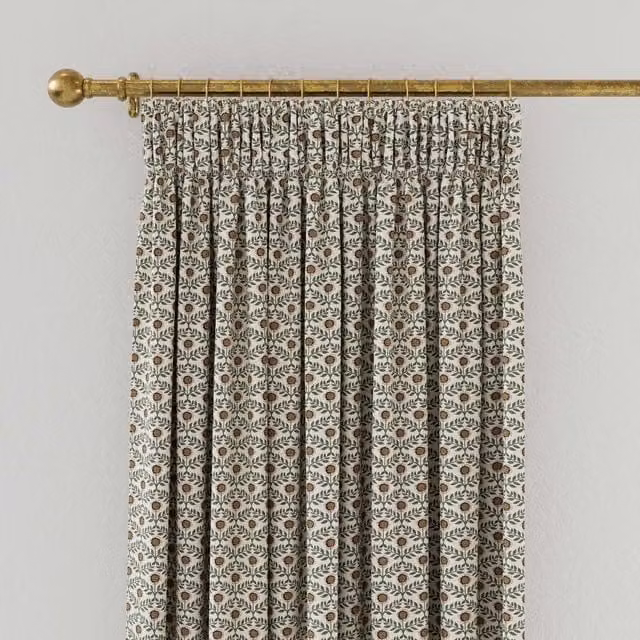 Joules Floral Foulard Lined Cotton Curtains, Green/Multicolour, W: 228.6 cm, H: 182.88 cm