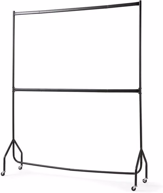 PAWNORA Heavy Duty Two Tier Metal Clothes Rail in Matt Black