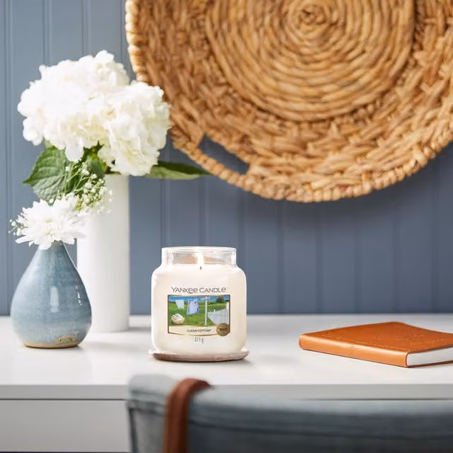 Yankee Candle Clean Cotton Scented Jar Candle, White, Pack of 2