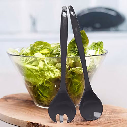 Zeal Melamine Salad Server Set of 2 in Grey and Black, Length: 29 cm – 2