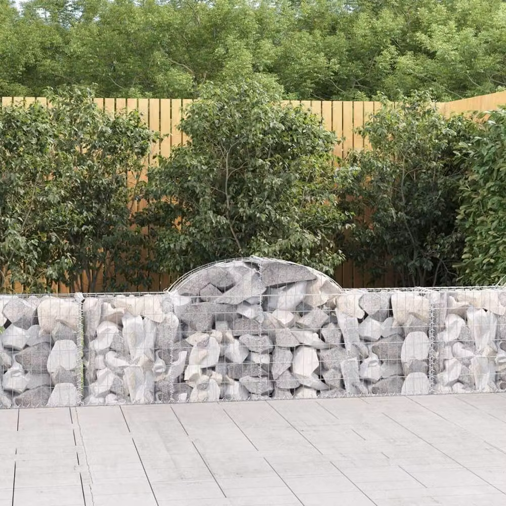 Berkfield Home Arched Gabion Baskets, 6 Piece Set, Silver Galvanised Steel, W: 200 cm, D: 30 cm, H: 60-80 cm – 2