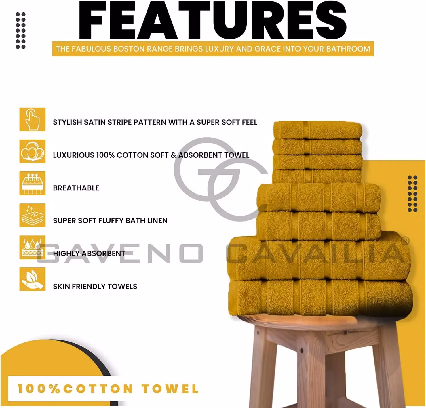 Gaveno Cavailia 8 Piece Egyptian Cotton Towel Bale Set in Yellow Striped – 2