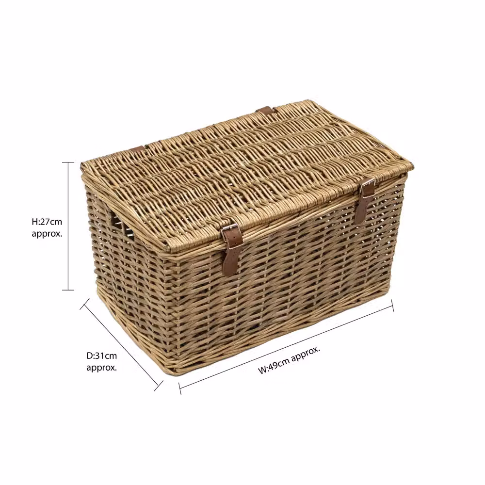 JVL Handmade Buff Wicker Hamper with Faux Leather Straps, Brown, Medium – 5