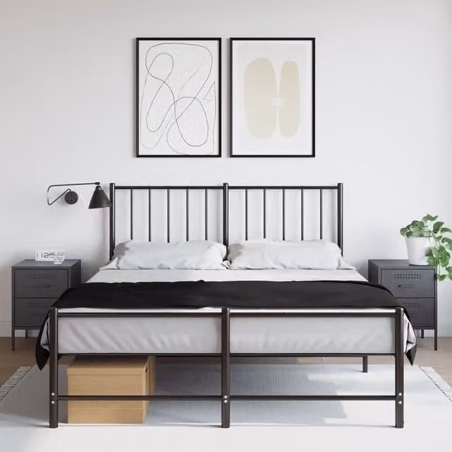 Berkfield Home Set of 2 Anthracite and Black Steel Bedside Cabinets, W/D/H: 36 x 39 x 50.5 cm – 1