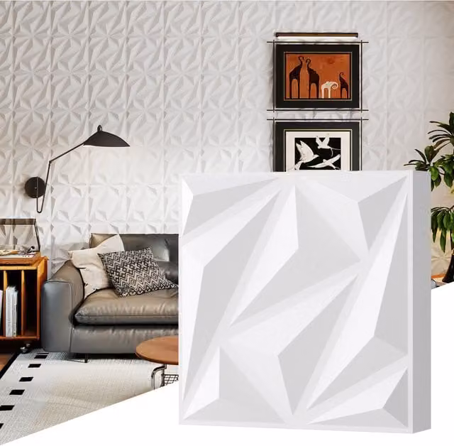 COSTWAY White Geometric 3D Acoustic Felt Wall Panels