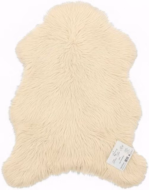 Kampala Hill Luxury Faux Fur Rug in Beige and Yellow