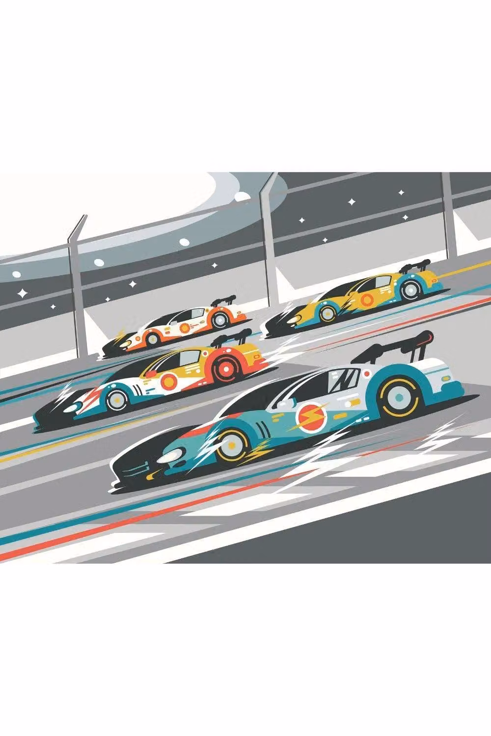 Origin Murals Sports Cars Abstract Wall Mural in Grey and Multicolour, W: 300 cm, H: 240 cm – 2