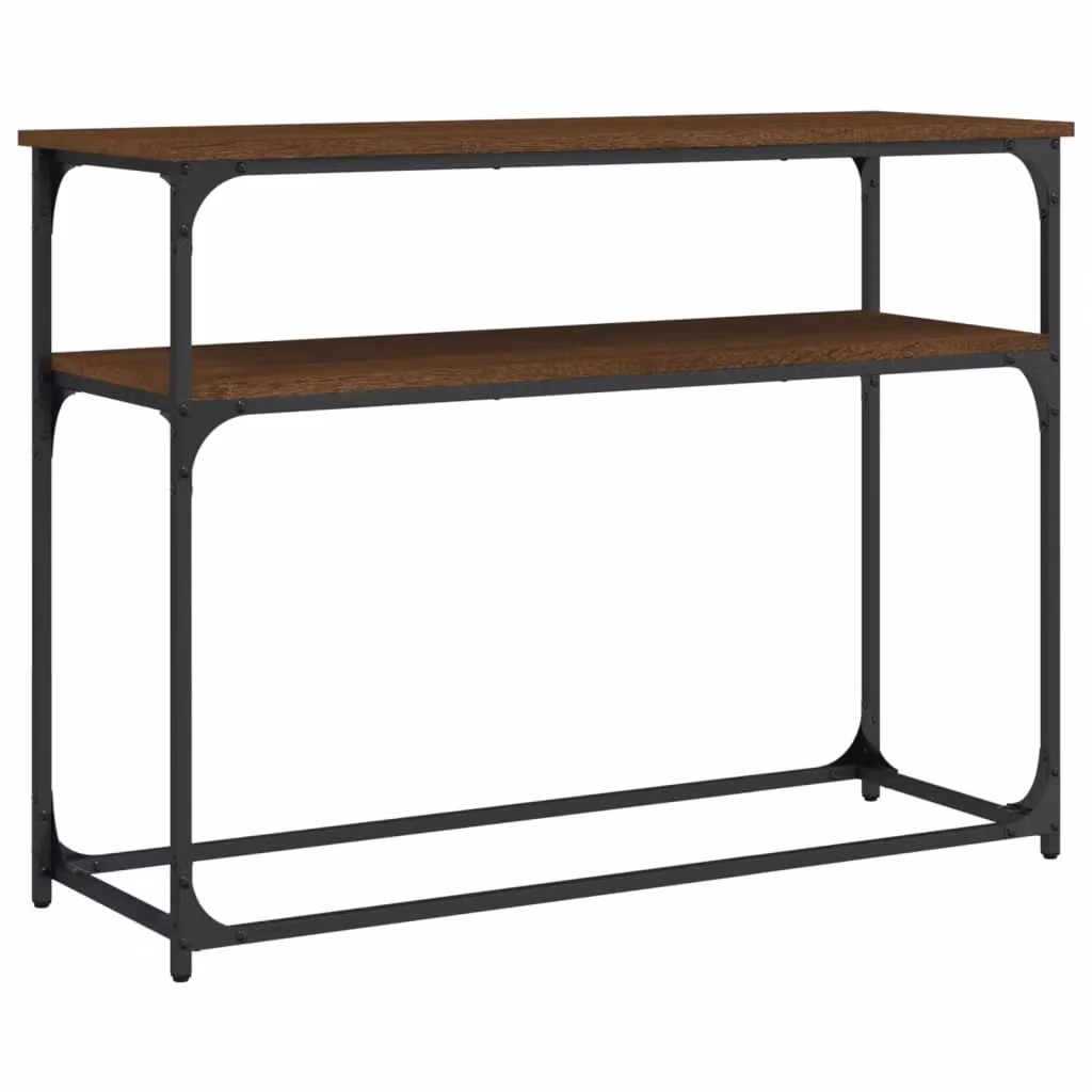 Berkfield Home Industrial Style Console Table in Brown Oak, W/D/H: 100 x 35.5 x 75 cm – 2