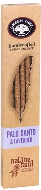 Green Tree Organic Palo Santo and Lavender Smudge Incense Sticks, Set of 12, Brown