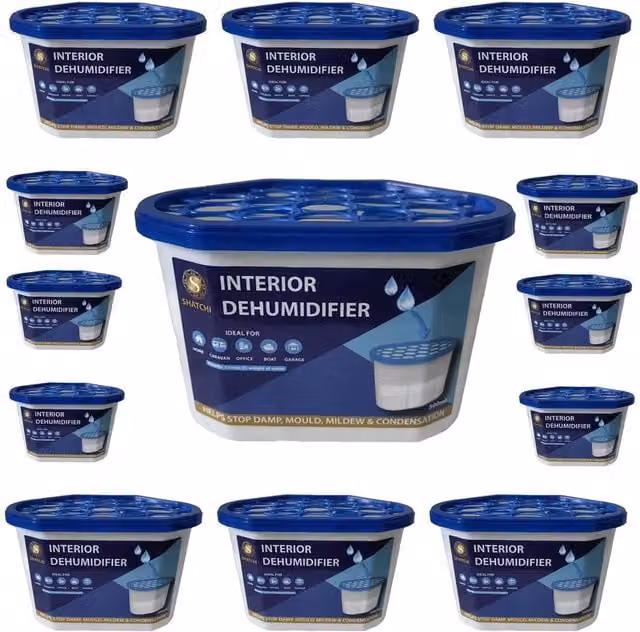 Shatchi 500ml Moisture Absorber Dehumidifier for Damp and Mould in White and Blue