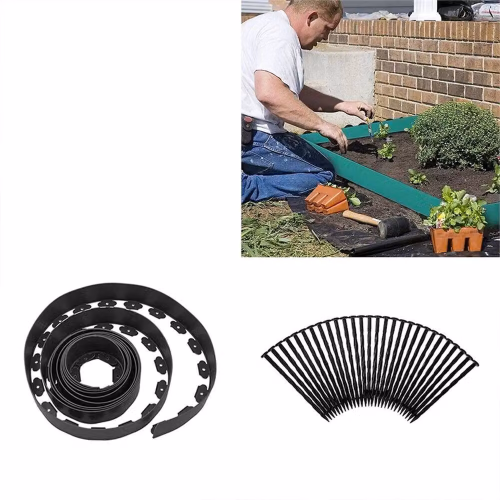 SPETLEK Black Plastic Garden Lawn and Stone Separation Edging Strip, 10 Metres – 5