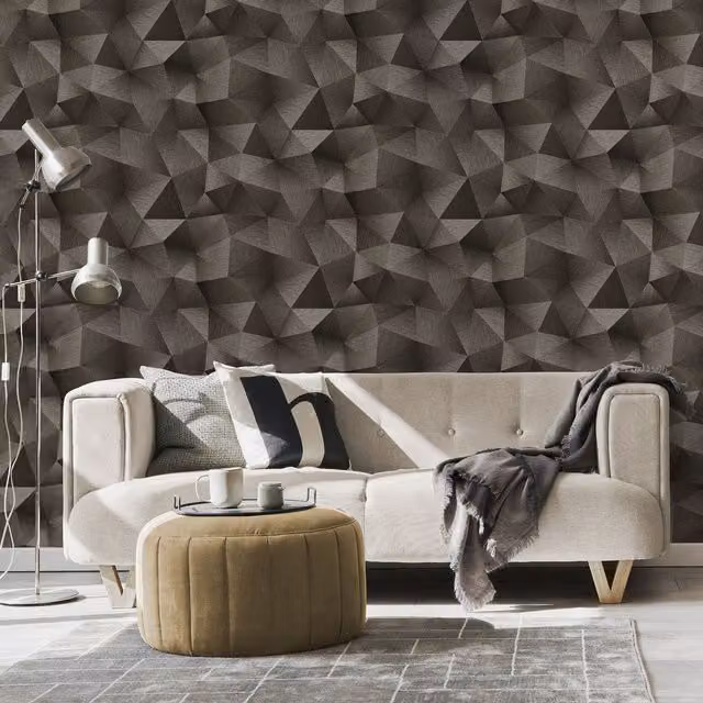 Erismann 3D Diamond Geometric Abstract Wallpaper in Brown Mocha