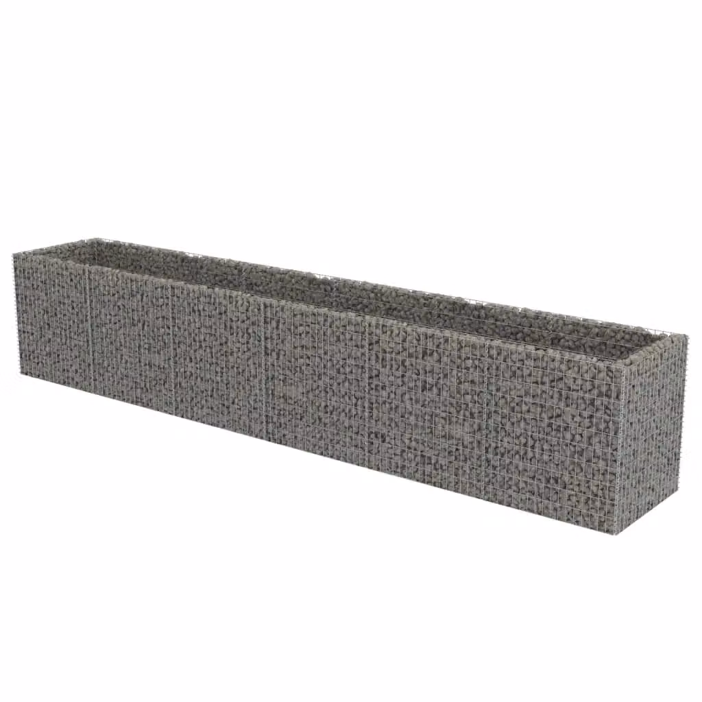 Berkfield Home Silver Galvanised Steel Stone Gabion Raised Bed, W: 540 cm, D: 90 cm, H: 100 cm – 2