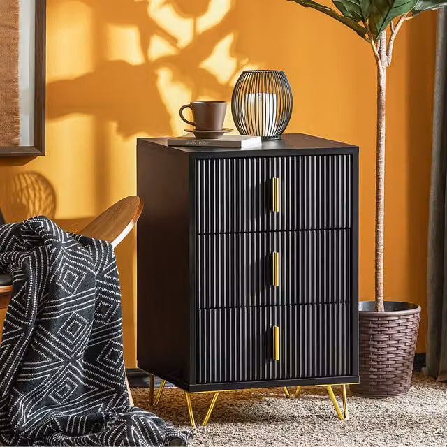 SoBuy Modern Black Bed Table and Nightstand