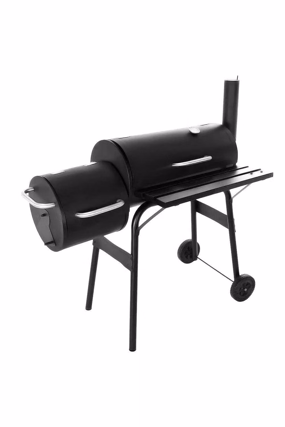 Garden Sanctuary Black Steel Barrel Charcoal BBQ Grill with Wheels – 3