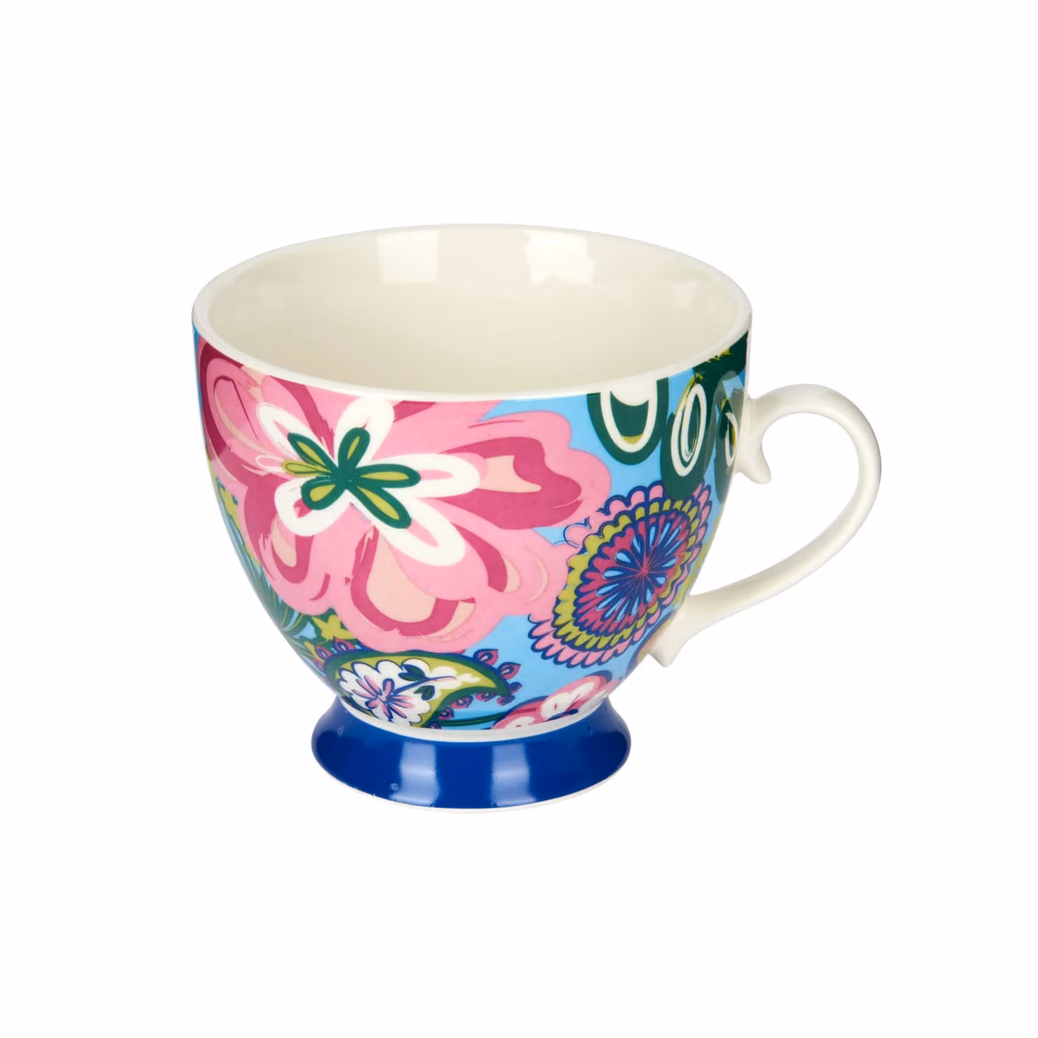 KitchenCraft Set of 4 Multicolour Bone China Floral Footed Mugs – 4