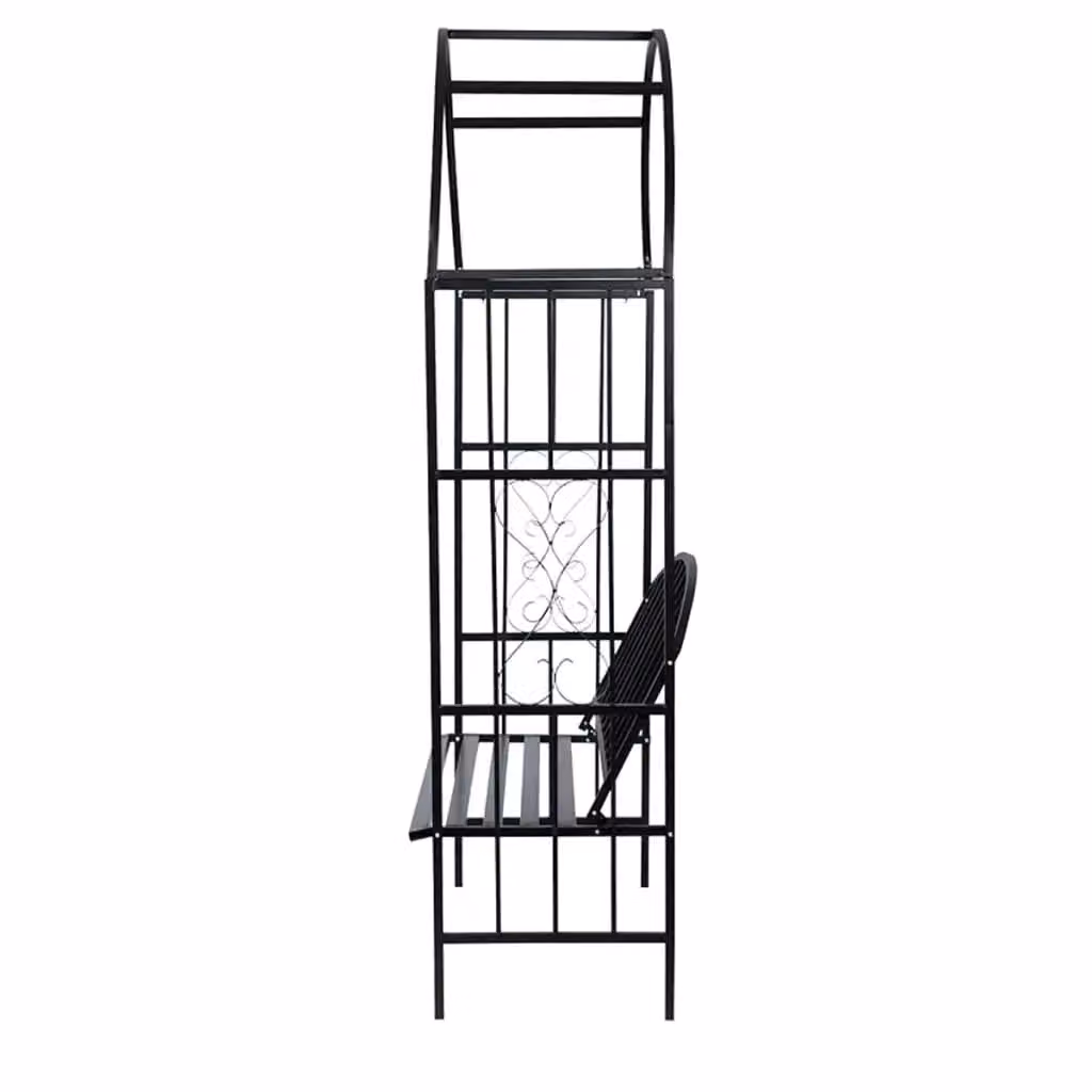 Berkfield Home Garden Rose Arch with Bench in Matt Black Metal – 2