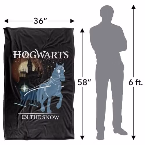 LOGOVISION Harry Potter Hogwarts Christmas in the Snow Super Soft Silky Touch Fleece Throw Blanket, Multicolour, W: 91.44 cm, L: 147 cm – 4