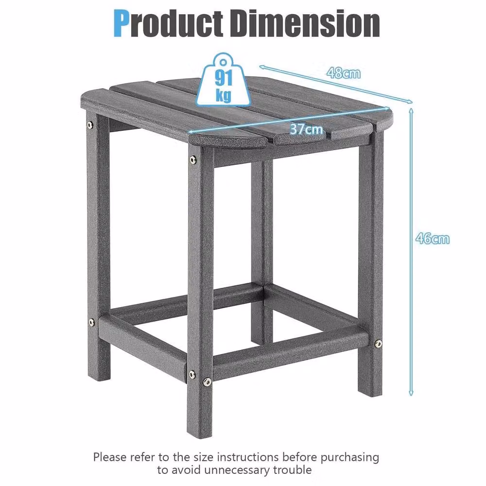 Costway Grey HDPE Adirondack Rectangular Side Table for Indoor and Outdoor Use – 2