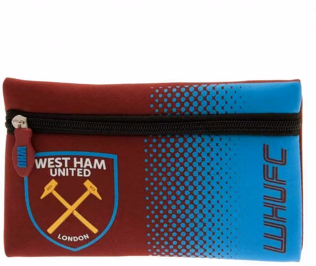 West Ham United FC Zip Flat Pouch Pencil Case in Red, Blue and Silver