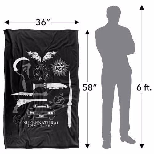 Warner Bros. Supernatural Icons Silky Touch Super Soft Fleece Throw Blanket, Multicolour, W: 91.44 cm x L: 147 cm – 4